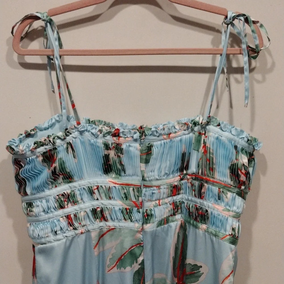 Hutch Anthropologie Satin Floral Ruched Wide Leg Jumpsuit Sz 10 Petite-Romantic - Picture 7 of 8